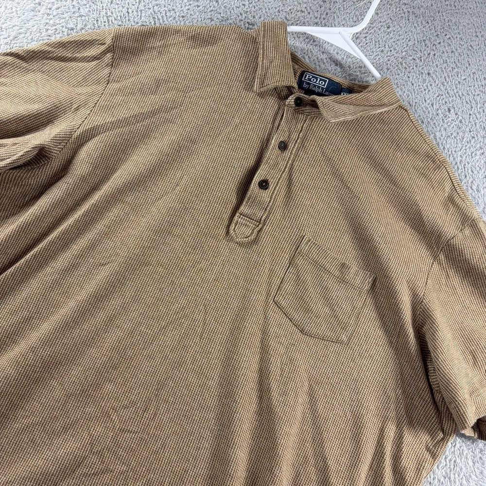 VINTAGE Polo Ralph Lauren Pocket Shirt mens XXL Brown Pattern Collar Pima Cotton